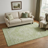 5' X 8' Sage And Beige Medallion Washable Area Rug With UV Protection