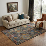 5' X 8' Gray Gold And Coral Abstract Geometric Washable Area Rug With UV Protection
