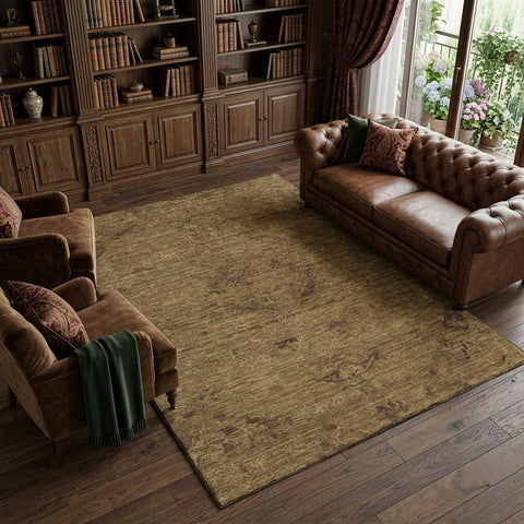 8' X 10' Brown And Coffee Medallion Washable Area Rug With UV Protection