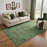 5' X 8' Fern Green And Emerald Medallion Washable Area Rug With UV Protection