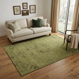 5' X 8' Olive Green And Gray Medallion Washable Area Rug With UV Protection