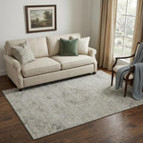 5' X 8' Pewter And Silver Medallion Washable Area Rug With UV Protection