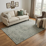 5' X 8' Sage And Beige Medallion Washable Area Rug With UV Protection
