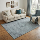 5' X 8' Teal And Gray Medallion Washable Area Rug With UV Protection