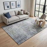 5' X 8' Taupe Blue And Gray Abstract Washable Area Rug With UV Protection