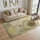 5' X 8' Wheat Beige And Gold Abstract Geometric Washable Area Rug With UV Protection