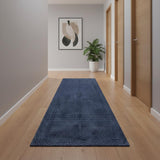 12' Navy Blue Jute Handmade Runner Rug