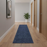 16' Navy Blue Jute Handmade Runner Rug