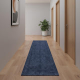 18' Navy Blue Jute Handmade Runner Rug