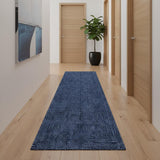 20' Navy Blue Jute Handmade Runner Rug