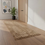 16' Natural Jute Handmade Runner Rug With Fringe