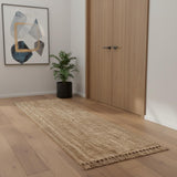 20' Natural Jute Handmade Runner Rug With Fringe