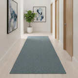 14' Light Blue Jute Handmade Runner Rug With Fringe