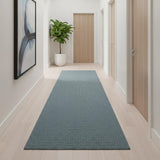 16' Light Blue Jute Handmade Runner Rug With Fringe