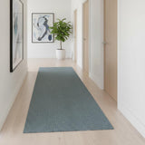 18' Light Blue Jute Handmade Runner Rug With Fringe
