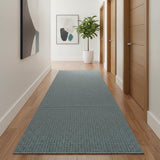 20' Light Blue Jute Handmade Runner Rug With Fringe