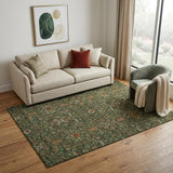 5' X 8' Emerald Copper And Beige Oriental Washable Area Rug With UV Protection