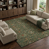 8' X 10' Emerald Copper And Beige Oriental Washable Area Rug With UV Protection