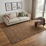 5' X 8' Rust Gold And Blue Oriental Washable Area Rug With UV Protection