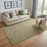 5' X 8' Orange Blue And Green Oriental Washable Area Rug With UV Protection