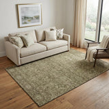 5' X 8' Brown And Beige Floral Washable Area Rug With UV Protection