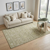 5' X 8' Taupe And Beige Floral Washable Area Rug With UV Protection