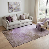 5' X 8' Lavender And Mauve Abstract Washable Area Rug With UV Protection