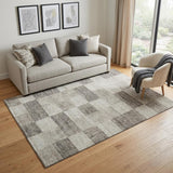 5' X 8' Beige And Taupe Geometric Washable Area Rug With UV Protection