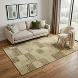 5' X 8' Gold And Wheat Geometric Washable Area Rug With UV Protection