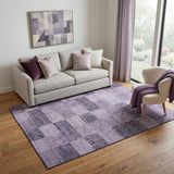 5' X 8' Purple And Lavender Geometric Washable Area Rug With UV Protection