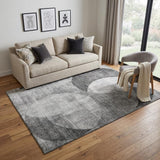 5' X 8' Gray And Silver Geometric Washable Area Rug With UV Protection