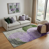 5' X 8' Lavender And Green Geometric Washable Area Rug With UV Protection