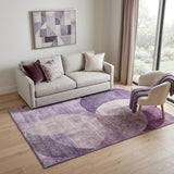 5' X 8' Purple Lilac And Mauve Geometric Washable Area Rug With UV Protection