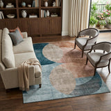 8' X 10' Rust Teal And Beige Geometric Washable Area Rug With UV Protection