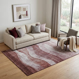 5' X 8' Blush And Pink Abstract Washable Area Rug With UV Protection