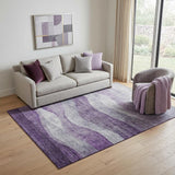 5' X 8' Lavender And Lilac Abstract Washable Area Rug With UV Protection