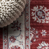 10' Red And Ivory Medallion Runner Rug