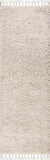8' Cream Runner Rug With Fringe