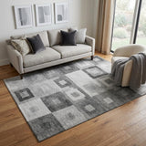 5' X 8' Gray And Silver Geometric Washable Area Rug With UV Protection