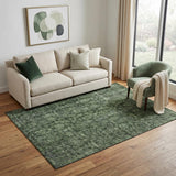 5' X 8' Artichoke Green And Gray Damask Washable Area Rug With UV Protection