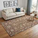 5' X 8' Rust Gray And Ivory Moroccan Washable Area Rug With UV Protection