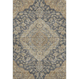 3' X 5' Charcoal Copper And Gray Floral Medallion Washable Area Rug With UV Protection