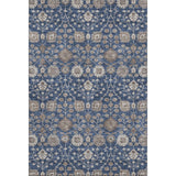 3' X 5' Navy Blue Brown And Beige Floral Washable Area Rug With UV Protection