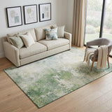 5' X 8' Artichoke Green And Beige Abstract Washable Area Rug With UV Protection
