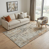 5' X 8' Terra Cotta Brown And Gray Abstract Washable Area Rug With UV Protection
