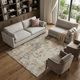 8' X 10' Terra Cotta Brown And Gray Abstract Washable Area Rug With UV Protection