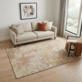 5' X 8' Copper And Beige Abstract Washable Area Rug With UV Protection