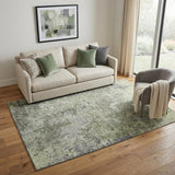 5' X 8' Green Gray And Purple Abstract Washable Area Rug With UV Protection