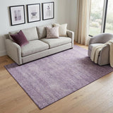 5' X 8' Lavender And Ivory Abstract Washable Area Rug With UV Protection