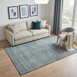 5' X 8' Aqua And Beige Abstract Washable Area Rug With UV Protection